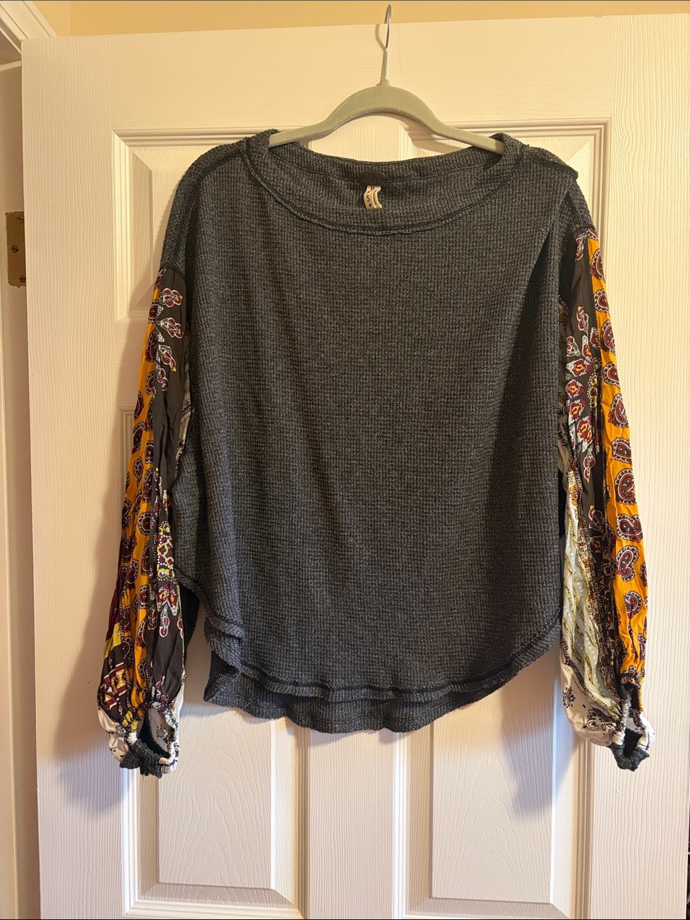Free People Revolve Blossom Thermal Balloon Sleeve Sweater Size Small